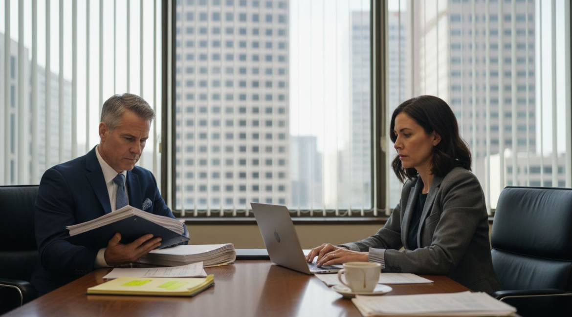 Lawyers discussing non-compete legal dispute