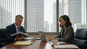 Lawyers discussing non-compete legal dispute