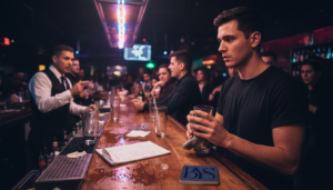Nightlife worker in tense club discussion