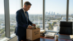 Executive cleaning out office after dismissal