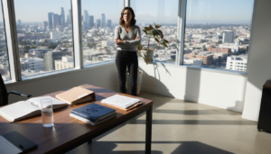 Woman attorney in Mid-Wilshire law office