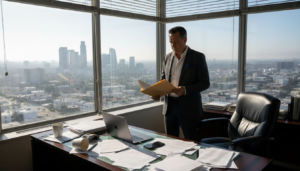 Executive facing job loss in office