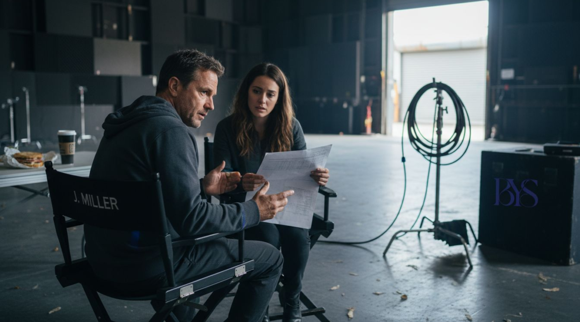 Director and crew member debate on film set