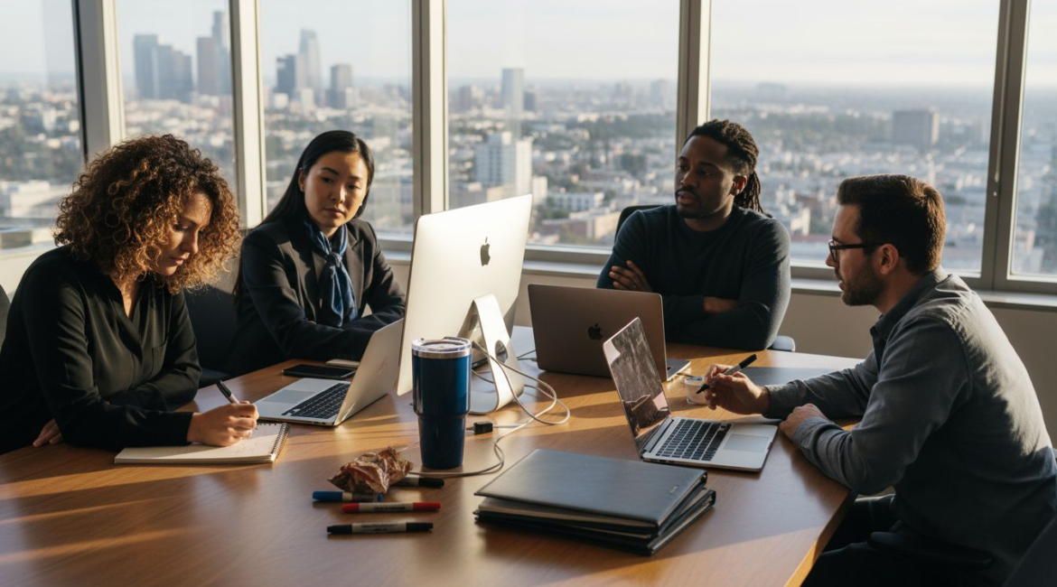 Creative team working in agency conference room