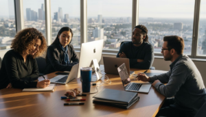 Creative team working in agency conference room