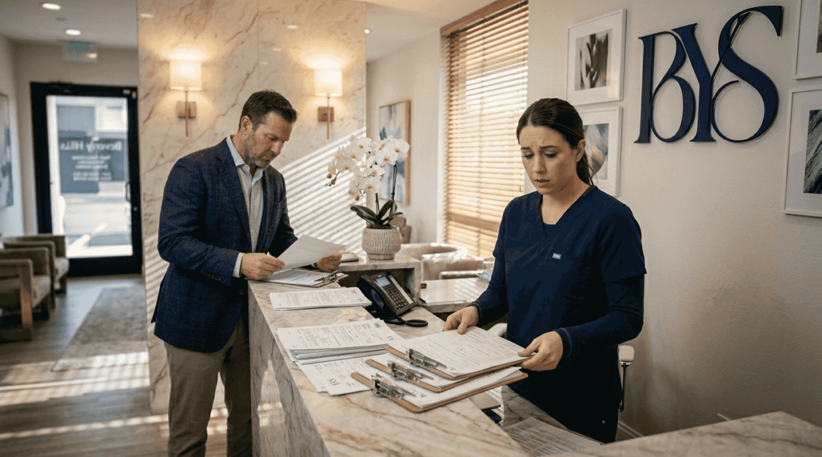 Nurse at Beverly Hills medical spa reception