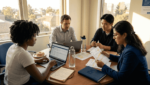 Graduate researchers examining wage records at UCLA
