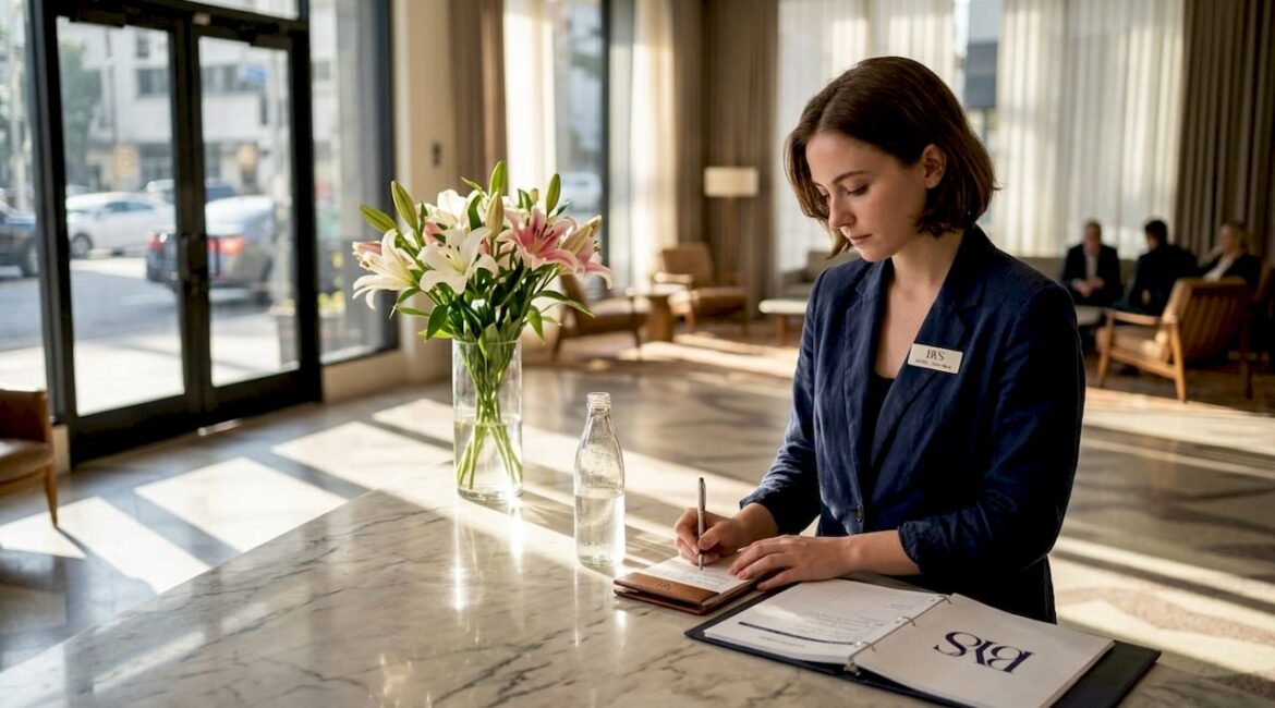Hotel staff at Downtown LA reception desk