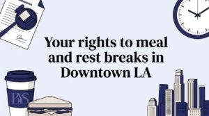 Flat vector legal and lunch icons framing title area